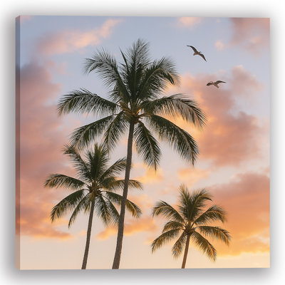 «Evening Palms - Tropical Sunset», art mural sur toile