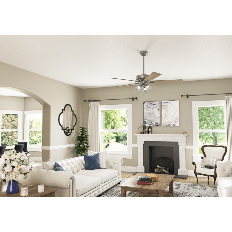 Crestfield 60" Brushed Nickel Ceiling Fan with LED Light and Reversible Blades