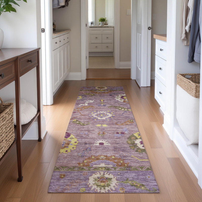 Premium Machine Washable Mayfield AMF2229 Global Rug, 2'3" x 7'6" Runner, Merlot