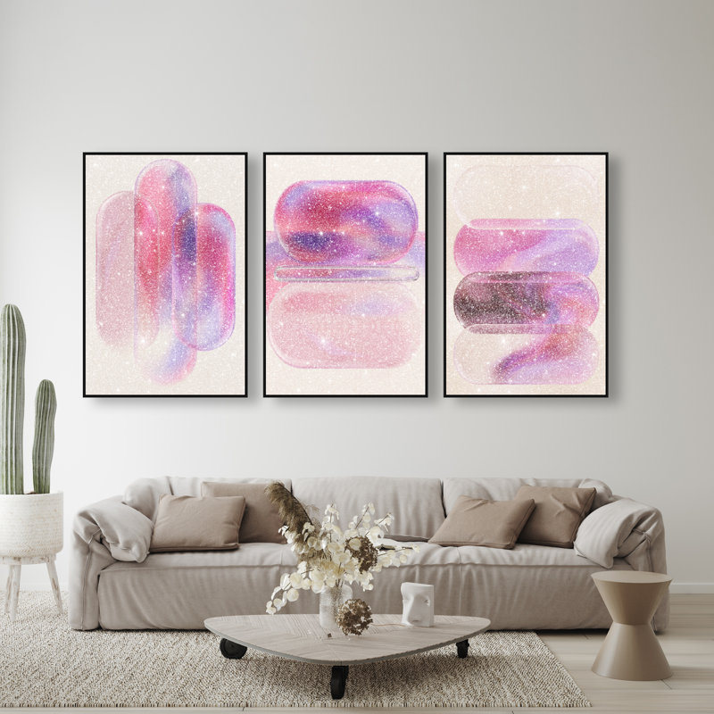Rose Topaz Set Set by Oliver Gal, 46"H x 31"W, Black Floater Frame
