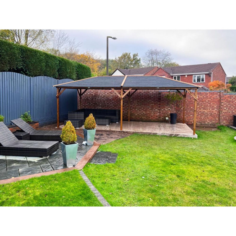 Dunster House Wooden Garden Gazebo 6 x 3 Heavy Duty Hot Tub Shelter, Fully Pressure Treated, Black Roof Shingles Included Utopia 630