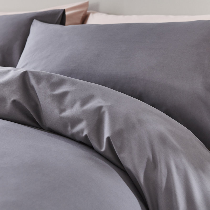 Pure Cotton Duvet Cover Set, Single - 1 Pillowcase (45 x 80 cm), Charcoal