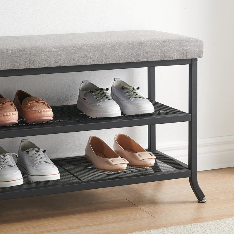 Richerd Shoe Storage Bench, Black/Light Gray