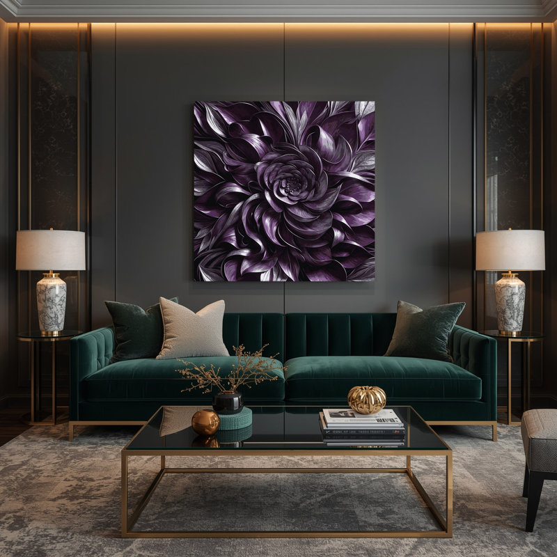 «Abstract Florals 29», art mural sur toile mauve