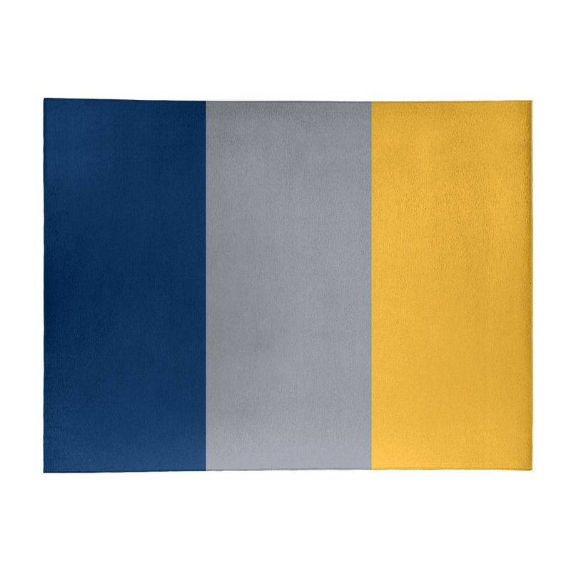 Tapis bleu marine à rayures de hockey national, Rectangle 8 pi x 10 pi