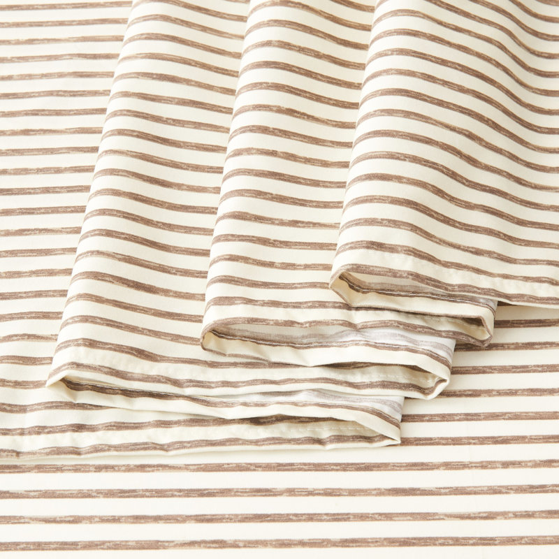Taupe Stripe Full Size Microfiber Sheet Set with Pillowcases