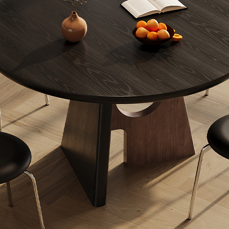 Table ronde tridimensionnelle rétro noire et brune, 29.52"H x 43.3"L x 43.3"W