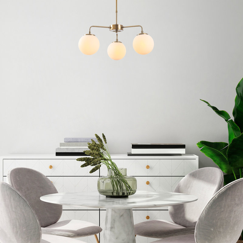 Elegant Copper Chandelier, Adjustable Height, 22 x 22 x 17 in | Metal Body with Glass Cap, Max Bulb Size: 2.4 in Diameter x 3.5 in Height | Vintage Modern Scandinavian Design, Perfect for Dining Rooms & Living Spaces