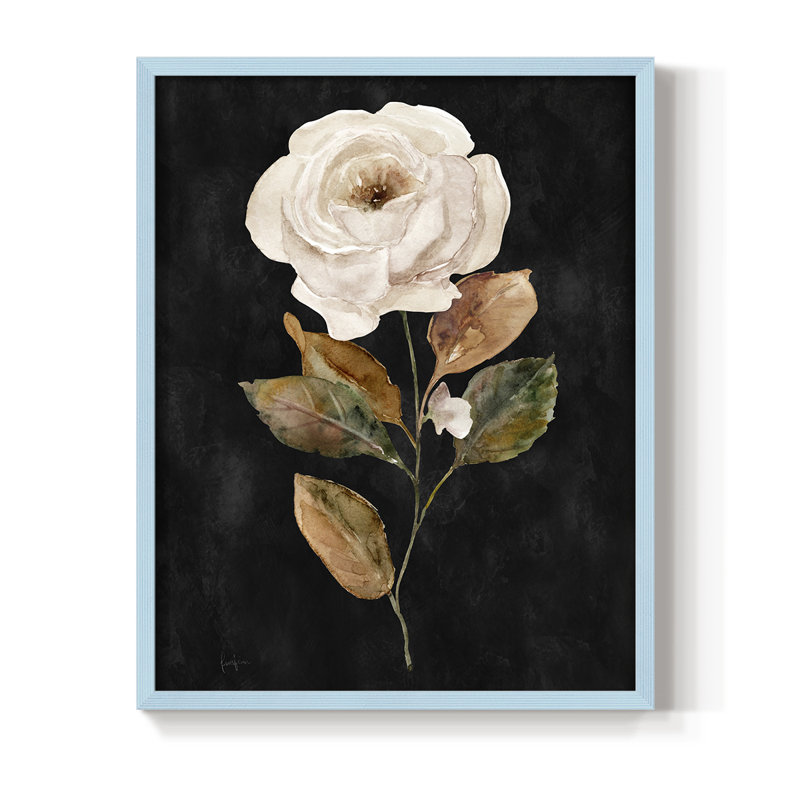 «Botanical on Black Wash II», reproduction encadrée - bois massif, H 11 po x l 9 po, Bleu