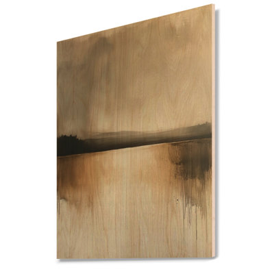 «Beige Lake Horizon, Calm Nature II», décoration murale en bois rustique