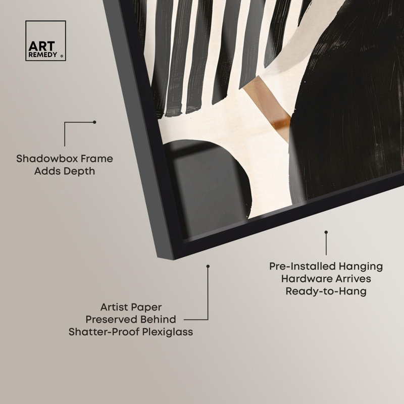 Décoration murale moderne Linear Contempo Shadowbox Print par Art Remedy, Noir, H 16 po x l 11 po