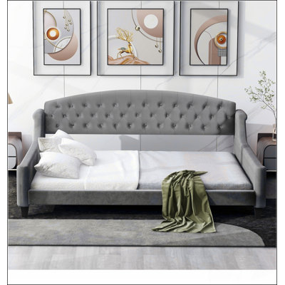 Modern Luxury Tufted Button Daybed In Gray, Perfect For Stylish And Comfortable Relaxation