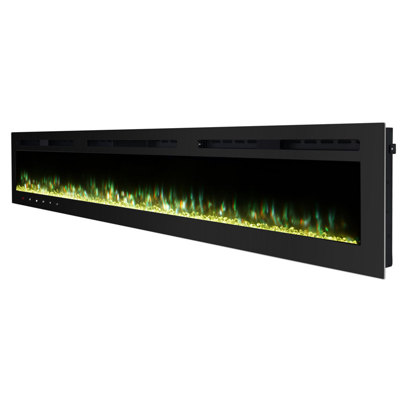 Wall Mounted Electronic Fireplace, 17" H x 100" W x 4.13" D