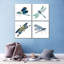 Libellules bleues, reproduction sur toile-1698123327