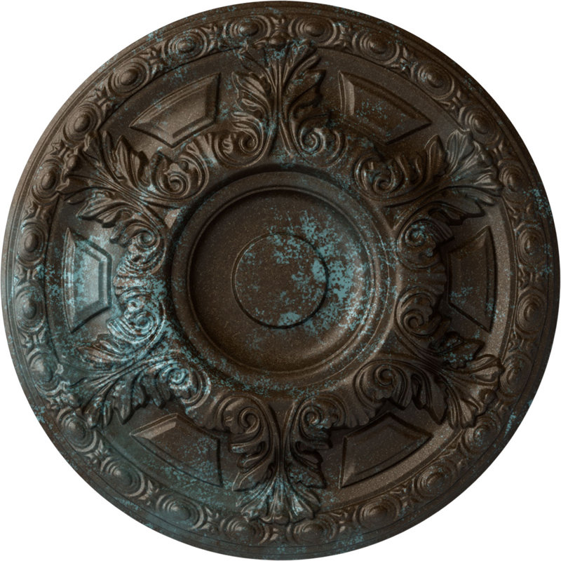 Médaillon de plafond H 2 1/2 po x l 23 3/8 po x P 2 1/2 po Granada, Patine bleue bronze, H 23,5 po x l 23,5 po x P 2,5 po