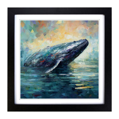 Whale Impressionism - Single Picture Frame Print on Wood