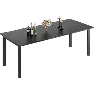 Rustic Wave Edge Dining Table for 6-8, Thick Top with Metal Frame, Waterproof by 17 Stories