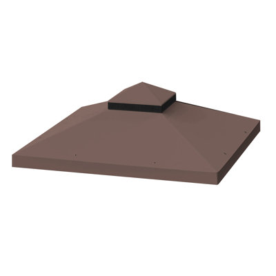 10X10 Ft Patio Gazebo Replacement Top Canopy - Double Tiered Protected, Water-Repellent, Fade- Material 2 Drain Holes Per Side & Netting Outdoor Tier Roof Cover Fabric With Protection Water
