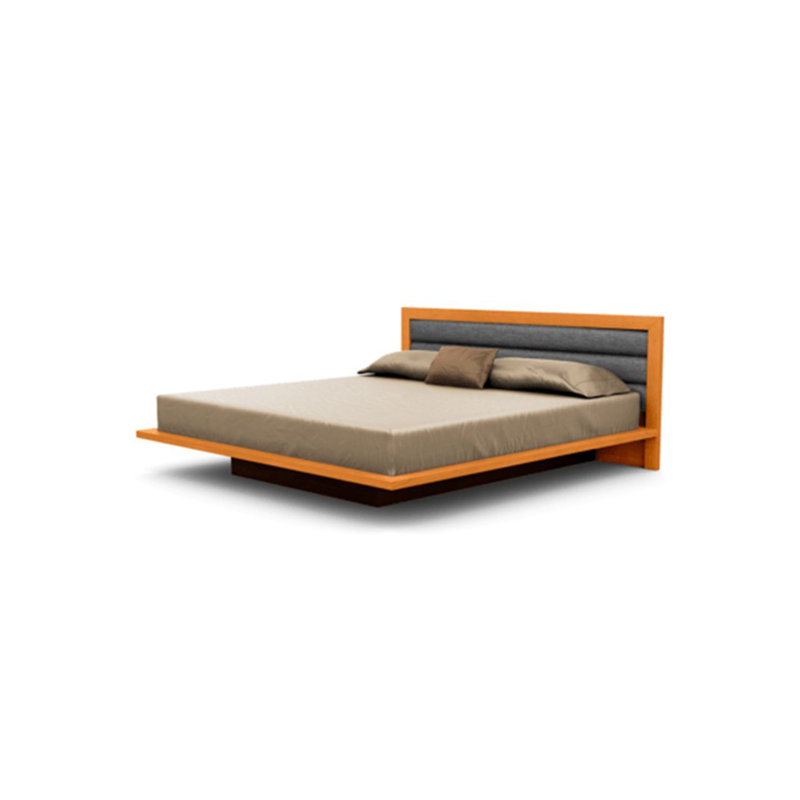 Moduluxe Upholstered Bed, King, Natural Cherry, Hemp Fabric