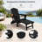 Black Outdoor HDPE Folding Adirondack Chair with Retractable Ottoman and Cup Holder (Set of 2)-2030283529