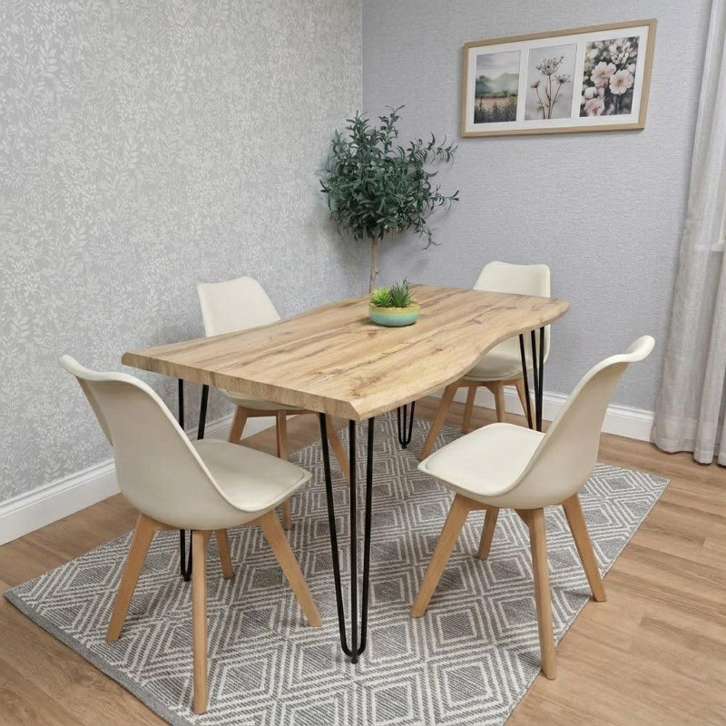Dining Set, 75cm H x 140cm L x 80cm W  , Cream/Brown