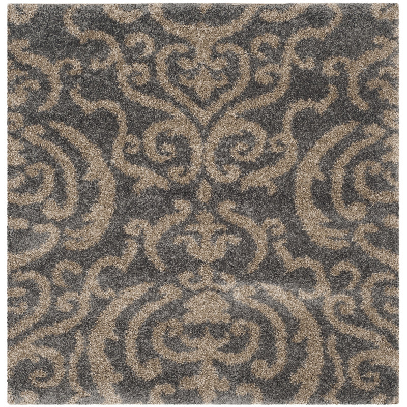 Ellyona Shag Performance Floral Rug, Square 4'