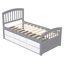 Gris et blanc, structure de lit simple, bois massif, 6 tiroirs, capacité de 200 lb, lit de support de matelas, pin, décor moderne