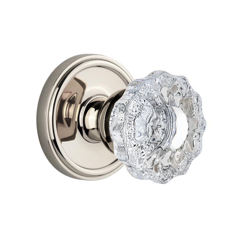 Grandeur Georgetown Rosette Privacy with Versailles Crystal Door Knob, Polished Nickel, 2 3/4"