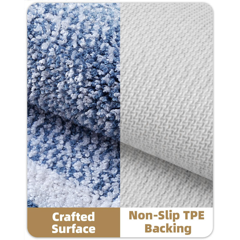 Tapis de bain avec envers antidérapant, Bleu, L 47 po x l 24 po