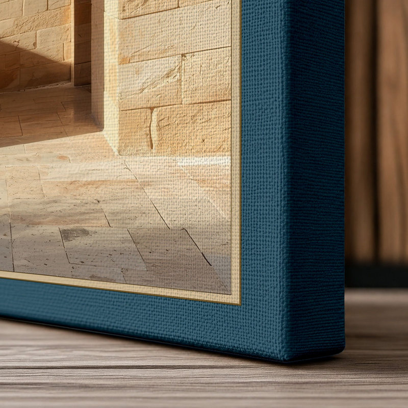 Light Through The Arch Minimalist - Wrapped Canvas, 36x24 - 91.4 x 61.0 cm, Teal Border