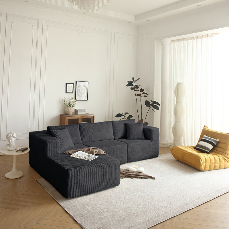 Canapé modulaire et canapé modulaire en L de style Mid-Century à 3 places pour le salon à gauche, Gris