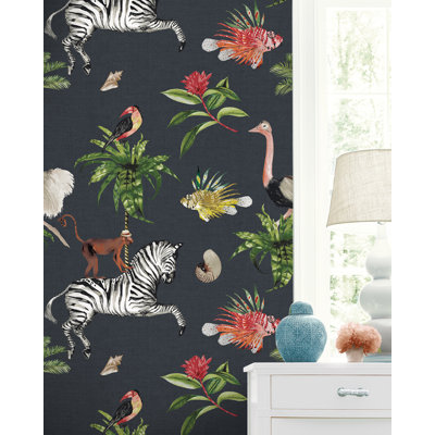 Bungalow Rose Carbon Merry Go Round Nonwoven Unpasted Wallpaper