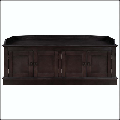 Banc de rangement avec 4 portes, tablettes réglables et coussin amovible