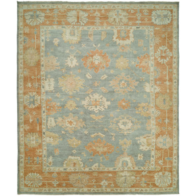 Wool Ikat Area Rug in Blue