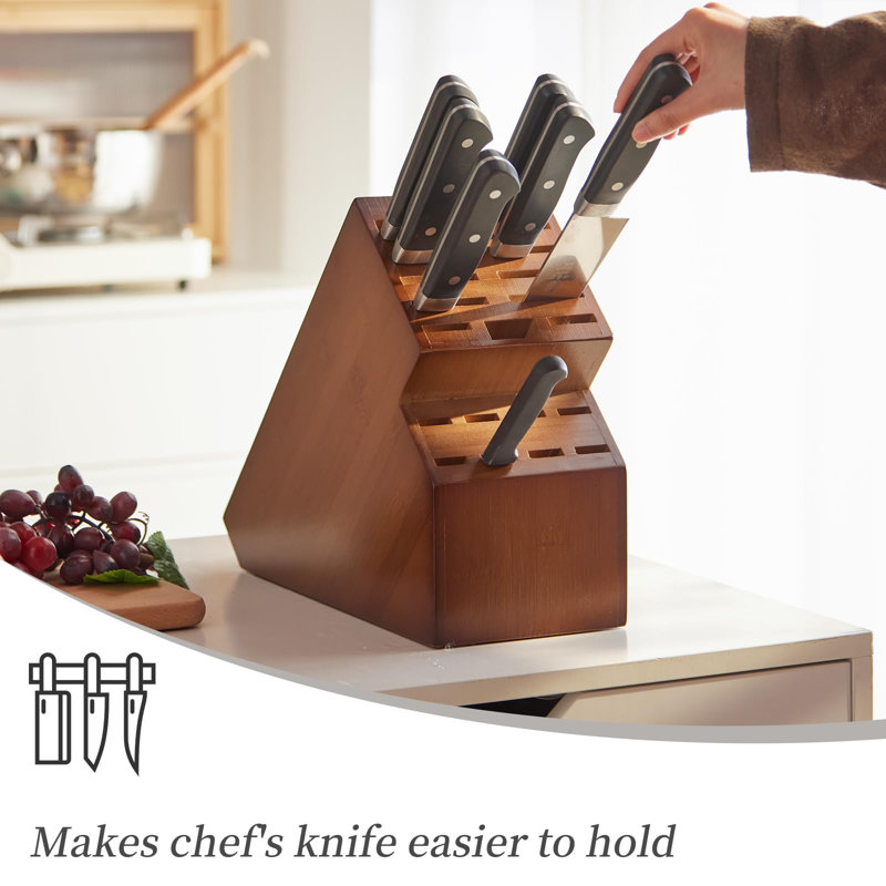 Large Brown Bamboo 20-Slot Universal Knife Block