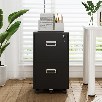 Ecobet Metal 2 -Drawer Mobile File Cabinet Office Storage Cabinet with Lock