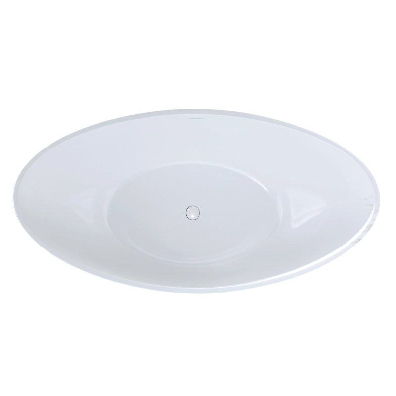 Logan 72'' L Freestanding Air Bathtub, Glossy White, Polished Chrome
