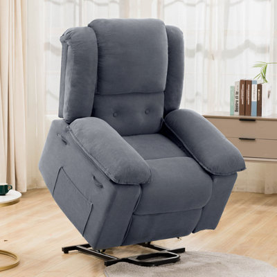 Power Lift Recliner for Elderly and Adults, Electric Recliners with Massage & Heat, Reclining Chairs with Side Pockets Suitable for Living Room -  COMHOMA, wayï¼usï¼-H7185-GY