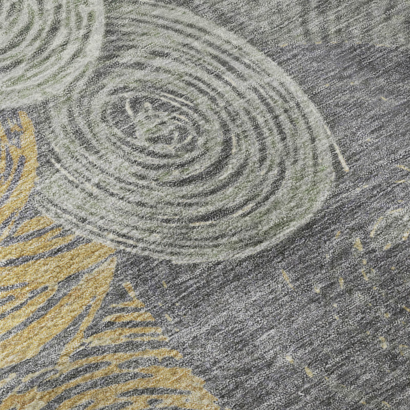 Premium Machine Washable Mayfield AMF2267 Geometric Rug, Green, 5' x 7'6"