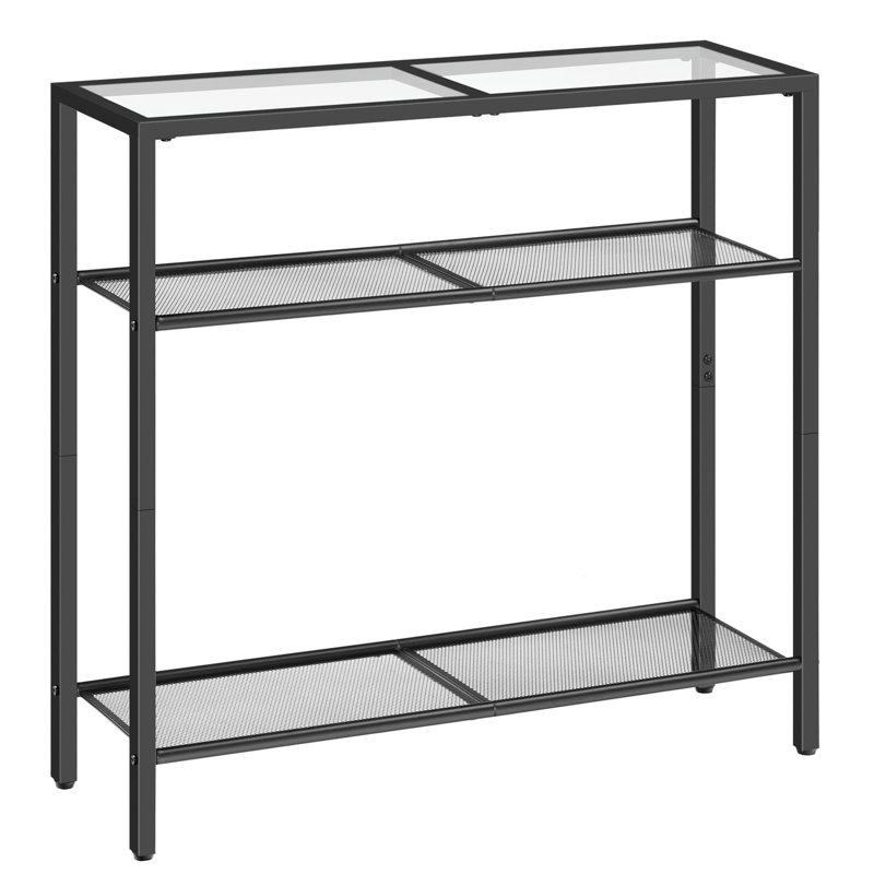 3-Tier Gold Console Table, Black