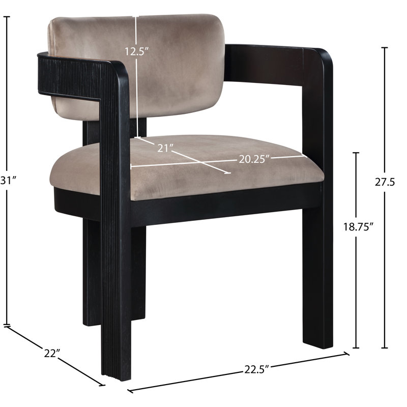 Chaise rembourrée Sacha Frink, Velours taupe, Noir