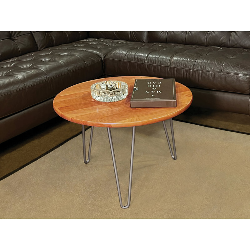 Sage Small Round Coffee Table With Metal Legs, 18" H x 24" L x 24" W