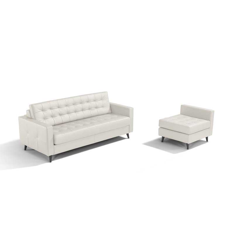 Belmonte 2 - Piece Leather Sectional, Milk
