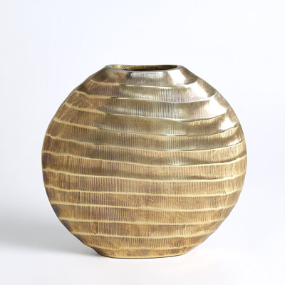 Chased Oval Vase-Antique Brass
