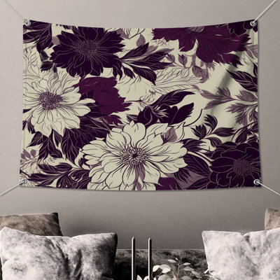Detailed Floral Illustration Wall Tapestry - Floral Wall Decor