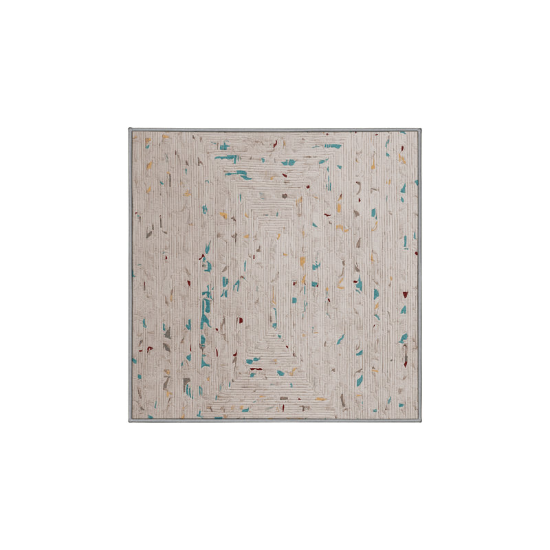 Machine Washable Gray Area Rug, Square 7'