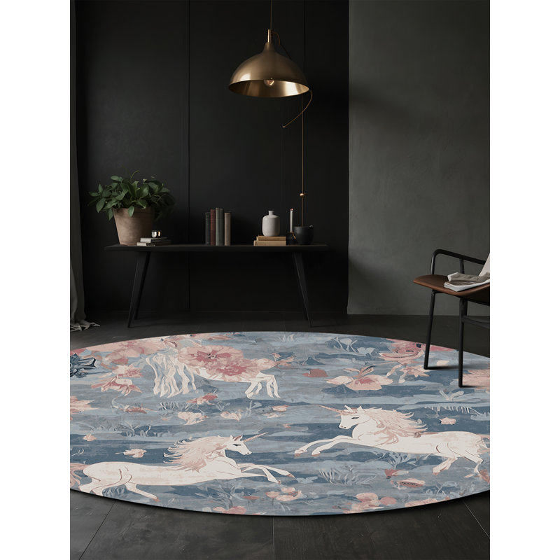 Tapis rose soyeux et moelleux, Rond 4 pi