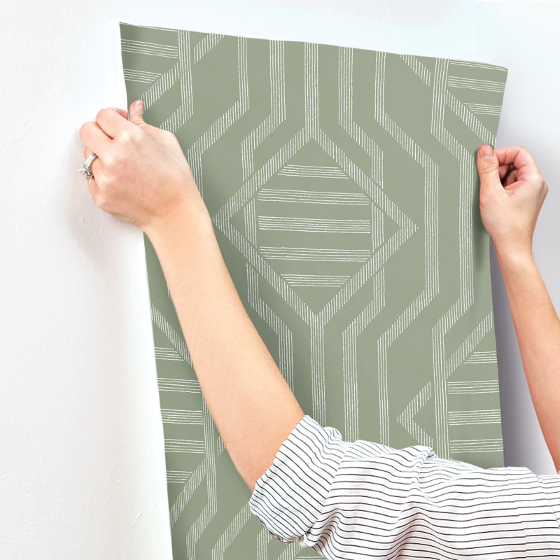 Essex Dark Blue Geometric Wallpaper, Green