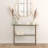 Heins Glass Console Table with Criss Cross Matte Gold Frame - Occasional Table