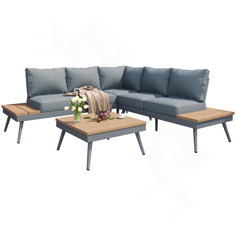 Ensemble de canapé d'extérieur en forme de V 4 pièces Alun